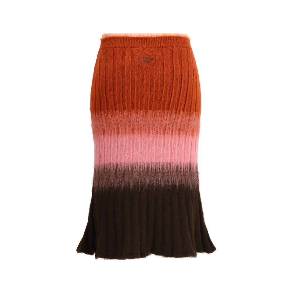 Multicolor Mohair Midi Skirt