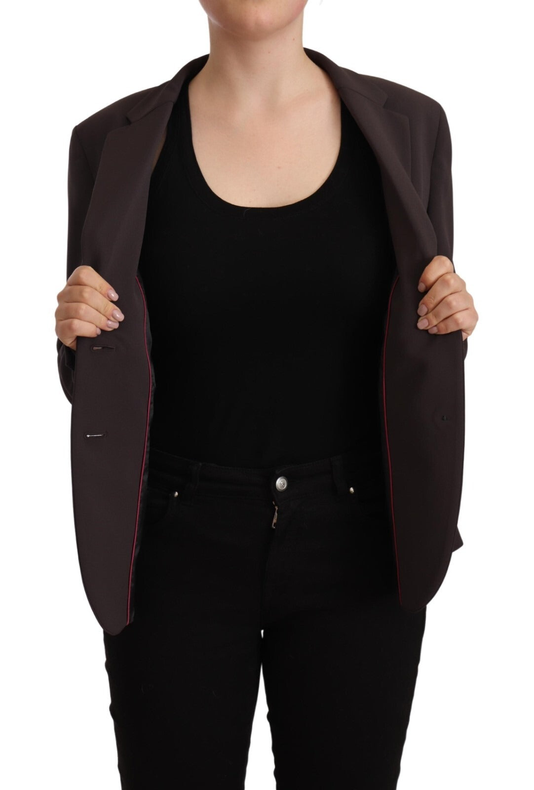 Brown Long Sleeve Single Breasted Women Jacket Blazer