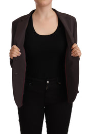 Brown Long Sleeve Single Breasted Women Jacket Blazer