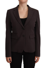 Brown Long Sleeve Single Breasted Women Jacket Blazer