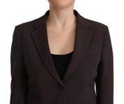 Brown Long Sleeve Single Breasted Women Jacket Blazer