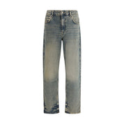 Blue Cotton Straight-Leg Jeans