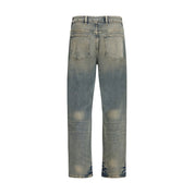 Blue Cotton Straight-Leg Jeans