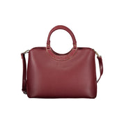 Red Polyurethane Women Handbag