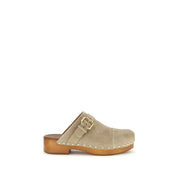 Beige Calf Leather Bos Taurus Clogs