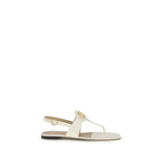 Beige Calf Leather Bos Taurus Flat Sandals