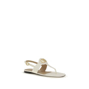 Beige Calf Leather Bos Taurus Flat Sandals