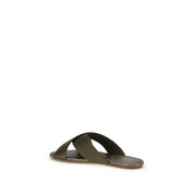 Brown Silk Flat Sandals