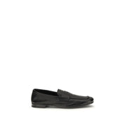 Black Goatskin Slip-On Loafers