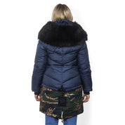 Blue Poly Parka with Hood for Women