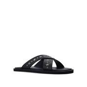 Black Calfskin Flat Sandals