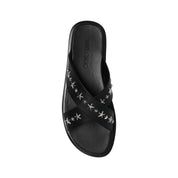 Black Calfskin Flat Sandals