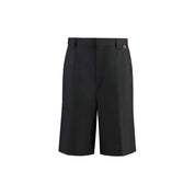 Black Polyester Bermuda Shorts