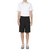 Black Polyester Bermuda Shorts