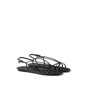 Black Calfskin Strap-On Sandals