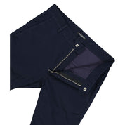 Blue Cotton Casual Pants