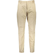 Beige Cotton Casual Pants