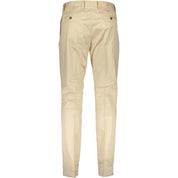 Beige Cotton Casual Pants