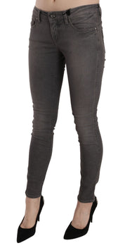 Gray Washed Low Waist Skinny Jeans