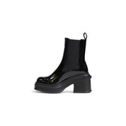 Black Polyester Ankle Boots