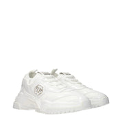 White Fabric Chunky Sneakers