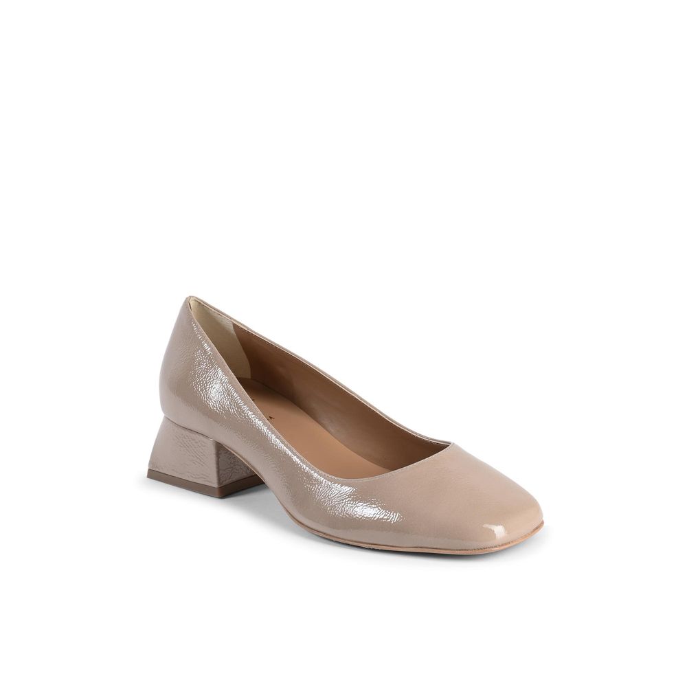 Beige Leather Ballet Flats