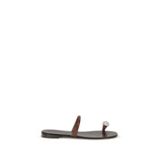 Brown Calf Leather Bos Taurus Flat Sandals
