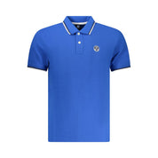 Blue Cotton Men Polo Shirt