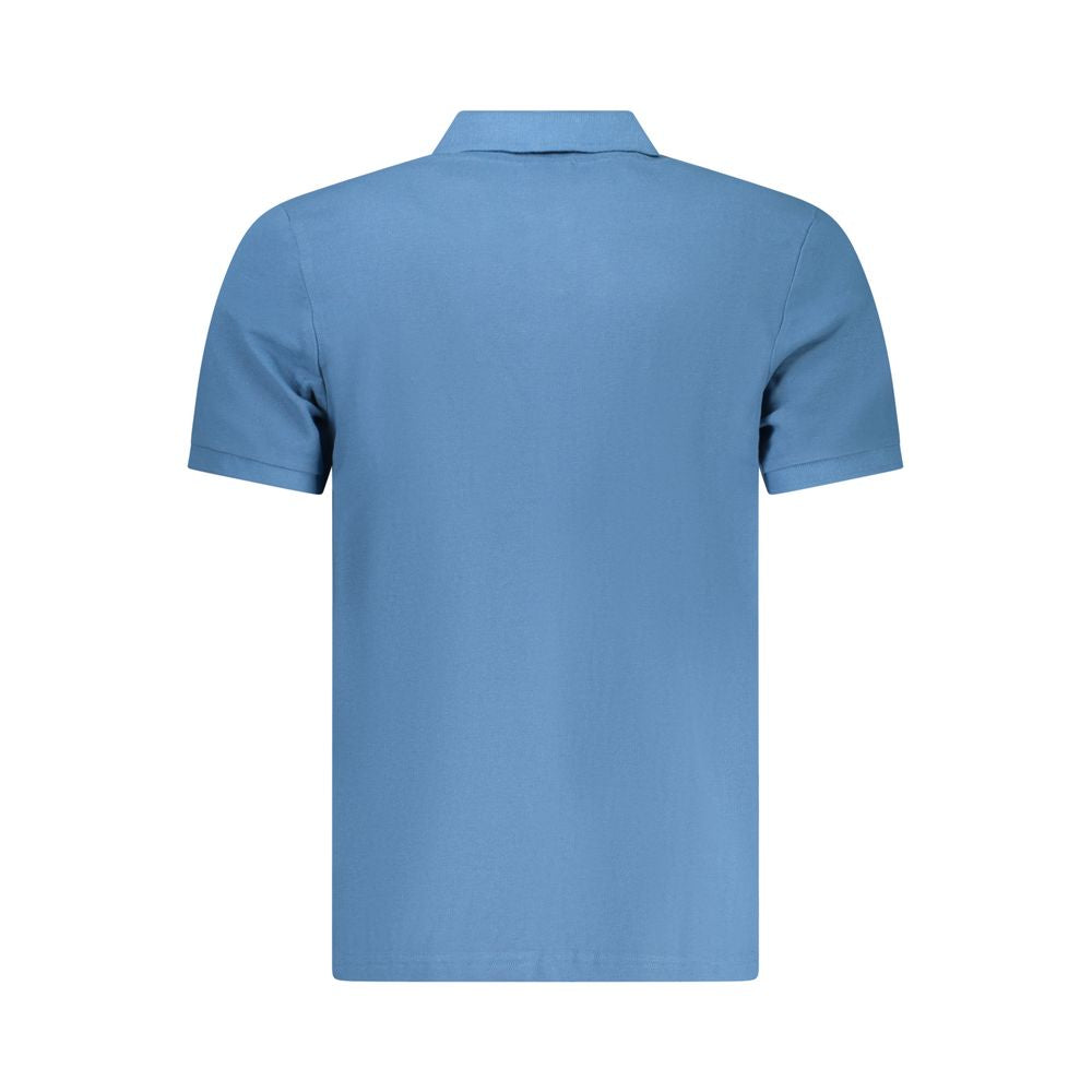 Blue Cotton Men Polo Shirt