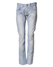 Light Blue Cotton Stretch Straight Denim Trouser Jeans