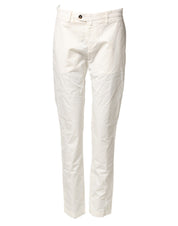 White Cotton Straight Fit Chino Trouser Pants