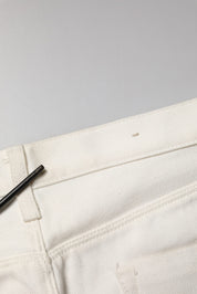 White Cotton Straight Denim Mid Waist Trouser Jeans