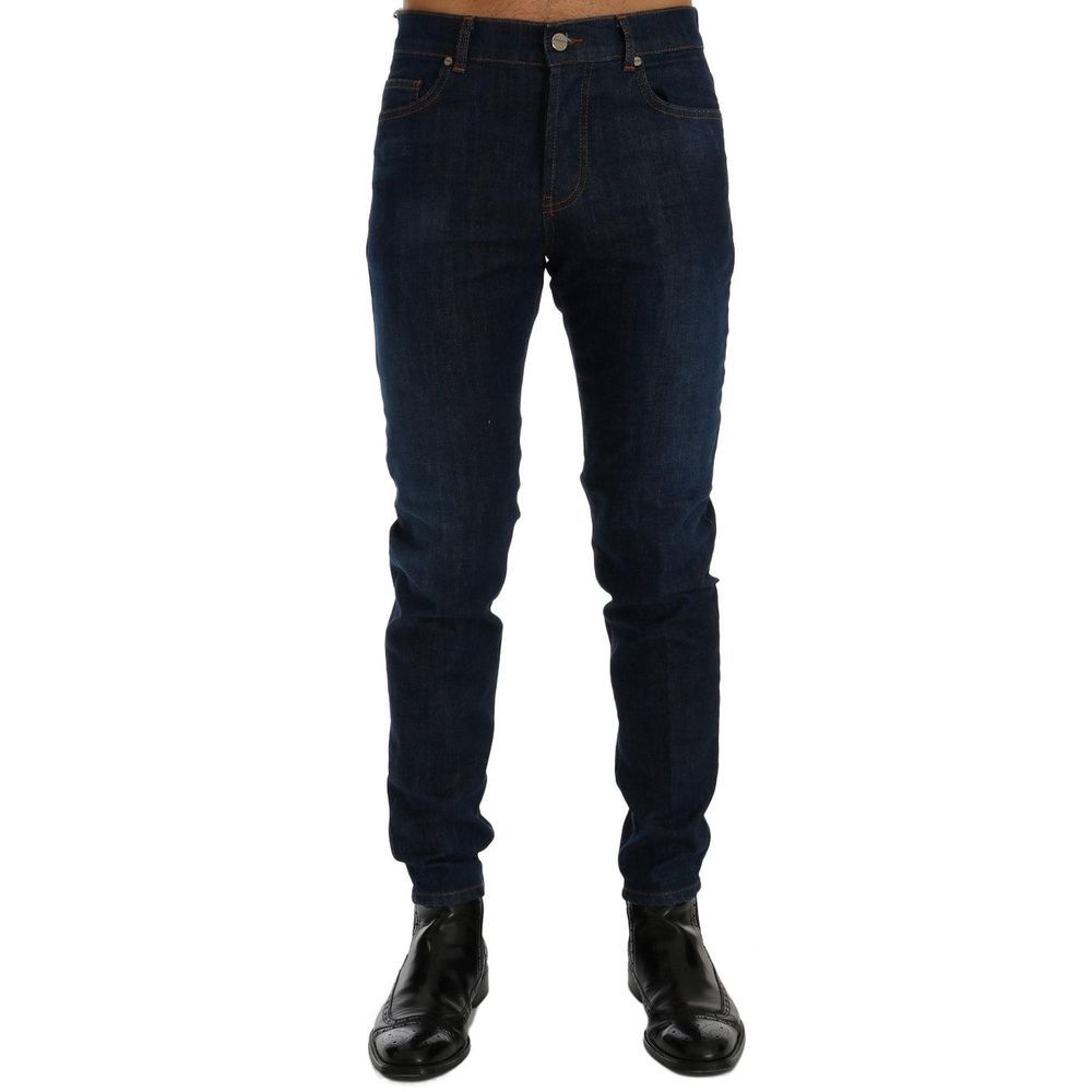 Blue Cotton Slim Fit Jeans