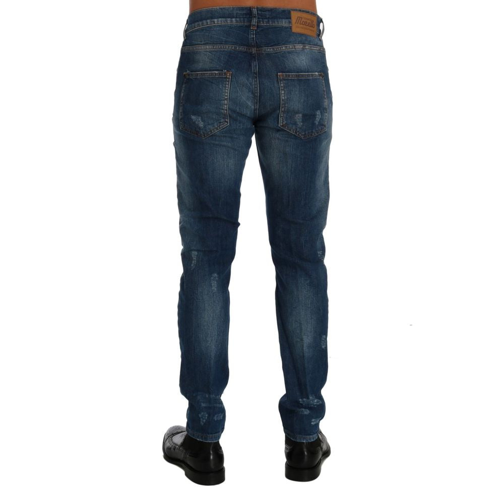 Blue Cotton Slim Fit Jeans