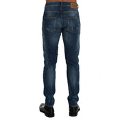 Blue Cotton Slim Fit Jeans