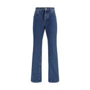 Blue Cotton Straight-Leg Jeans