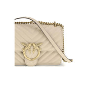 Beige Calf Leather Bos Taurus Shoulder Bag