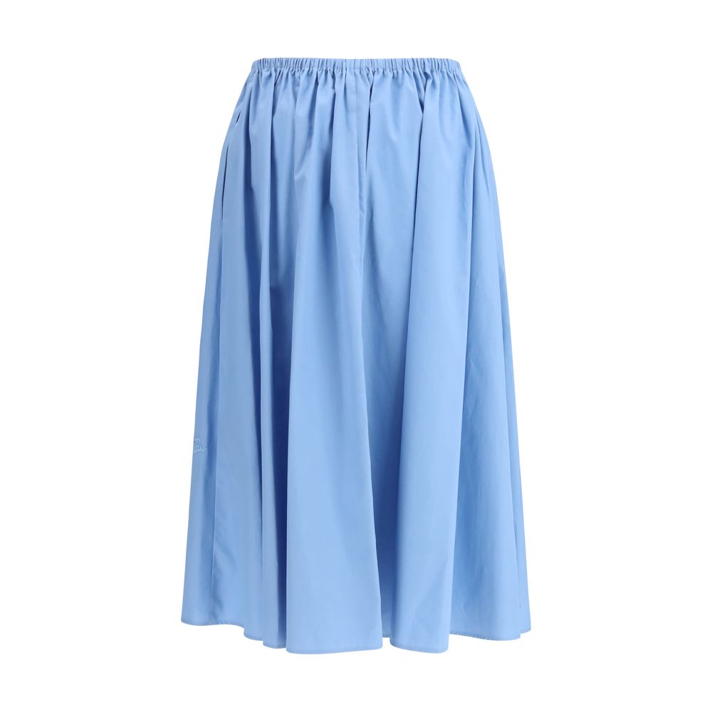 Blue Cotton Midi Skirt