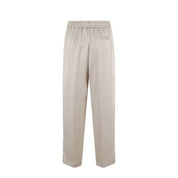 Beige Acetate Casual Pants