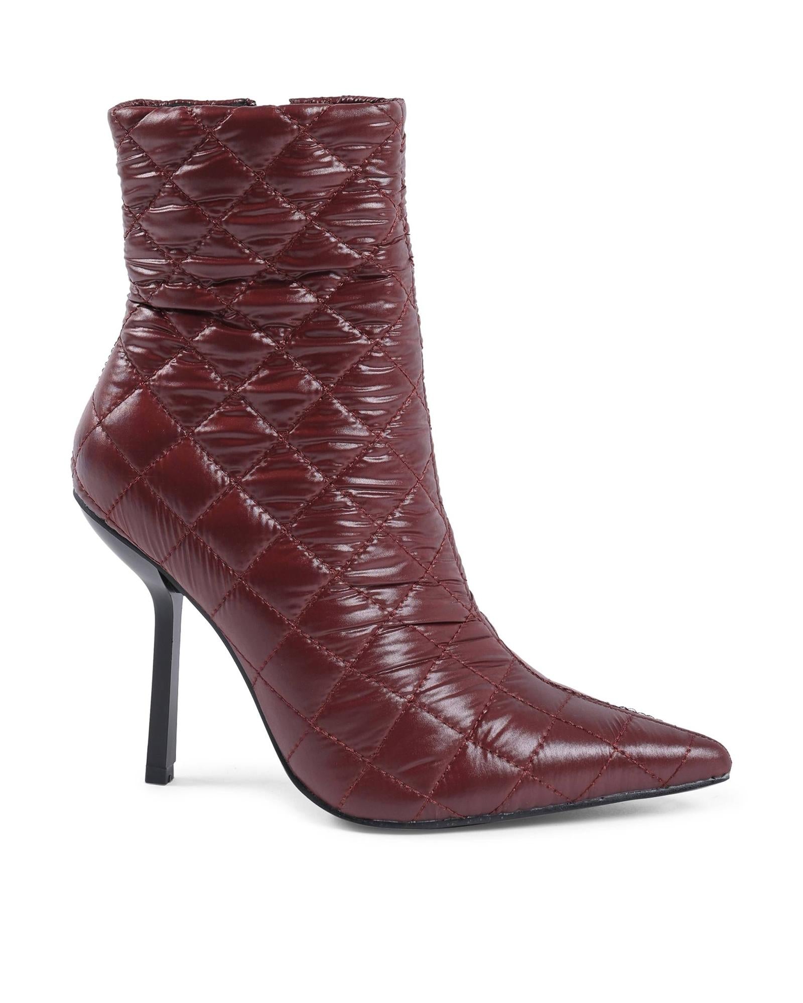 Bordeaux Fabric Ankle Boots