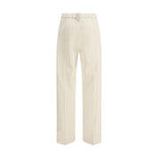 Beige Cotton Casual Pants