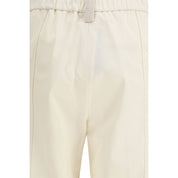 Beige Cotton Casual Pants
