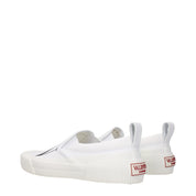 White Fabric Slip-On Loafers