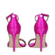 Pink Satin Stiletto Heel Sandals