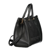 Black Polyurethane Women Handbag