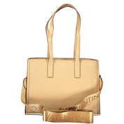 Beige Polyurethane Women Handbag