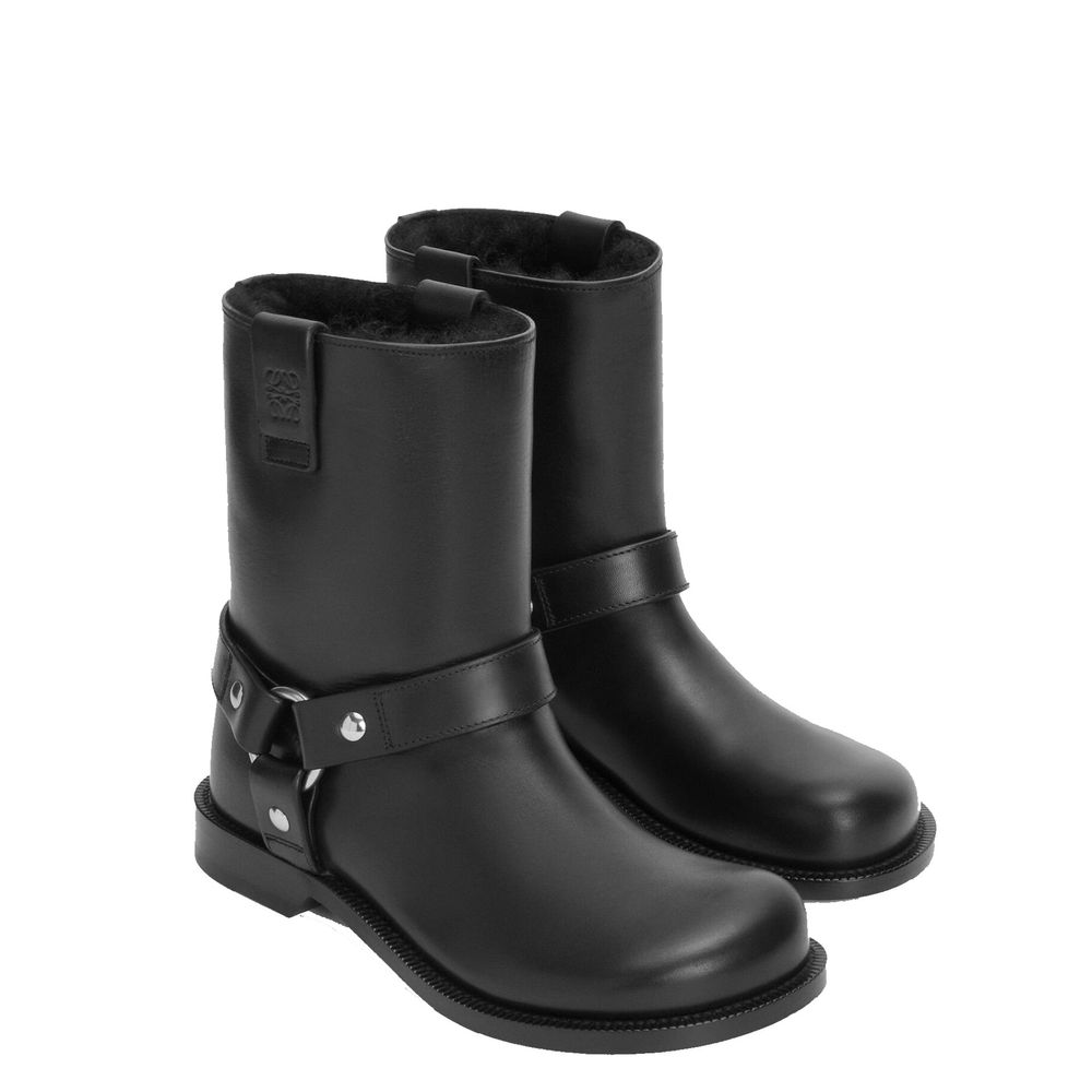Black Calfskin Ankle Boots