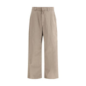 Beige Cotton Casual Pants