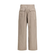 Beige Cotton Casual Pants