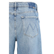 Blue Cotton Cropped Jeans